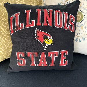 Illinois State University ISU Red Birds handmade upcycled 16x16 pillow cover